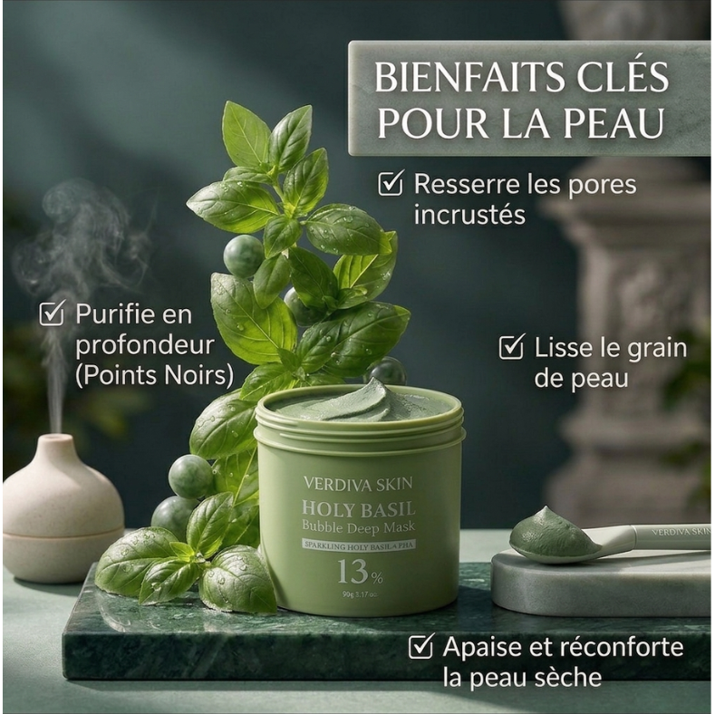 Masque Verdiva skin holy basil bubble